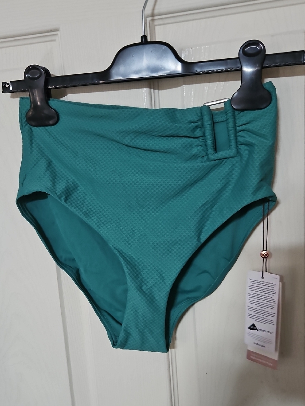 CALIA Women's Asymmetrical Rectangle Trim Swim Bottoms: JUNGLE GREEN: NWT: SZ XS